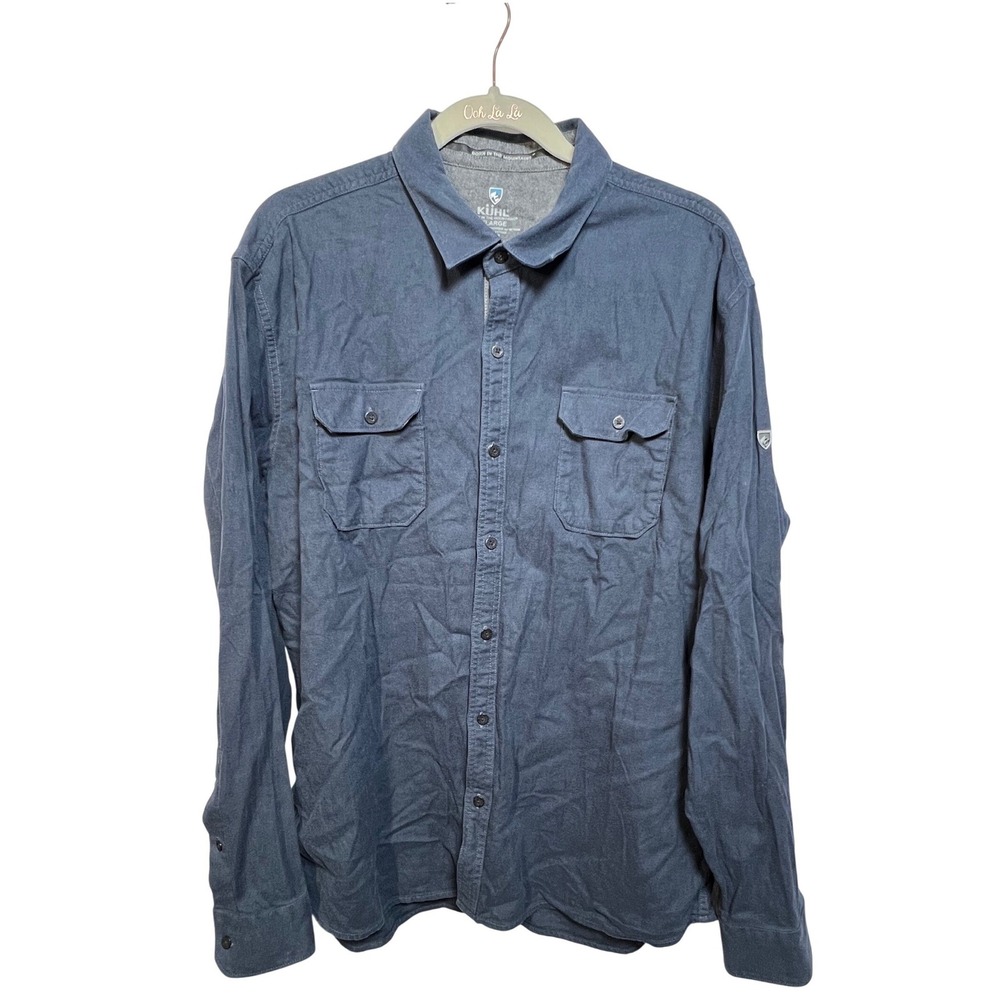 Kuhl Mens Navy Blue Cotton Tencel Long Sleeve Button Down Shirt X Large